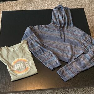 Men’s long sleeve hooded pullover and t-shirt bundle